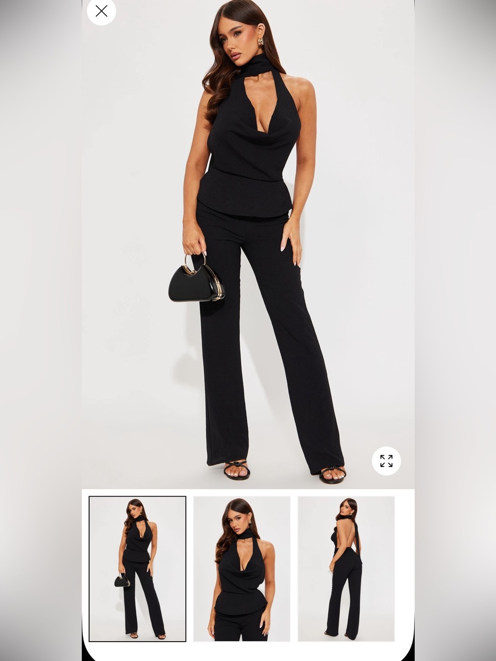 2/75$🔥Women's Black Halter Jumpsuit - Sleek Evening Style